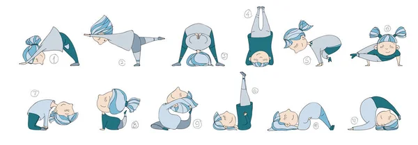 Illustratie van kinderen doen yoga — Stockvector