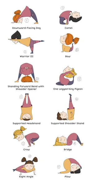 Illustration av barnen gör yoga — Stock vektor