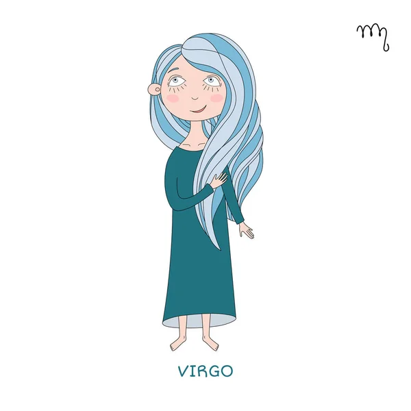 Aranyos lány állatöv jel formájában. Virgo — Stock Vector