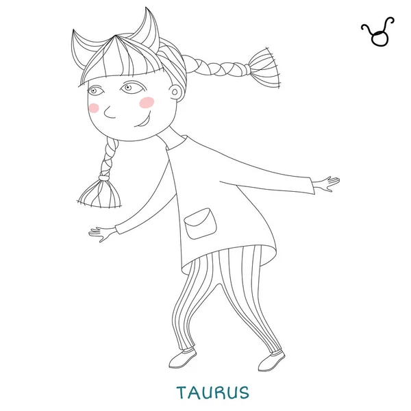 Roztomilá dívka v podobě znamení zvěrokruhu. Taurus — Stockový vektor