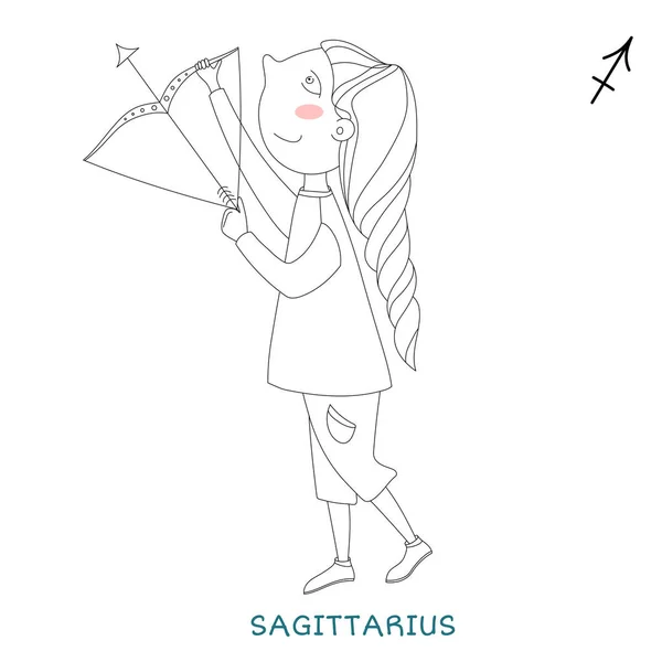 Linda chica en forma de signo del zodíaco. Sagitario — Archivo Imágenes Vectoriales