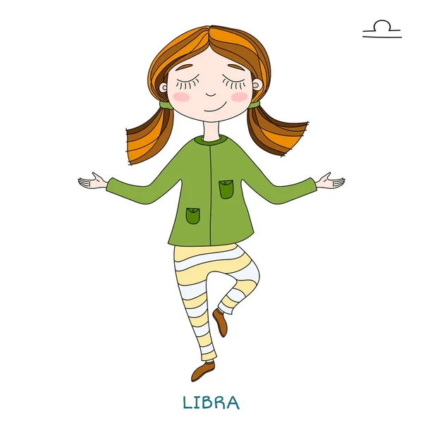 Aranyos lány állatöv jel formájában. Libra — Stock Vector