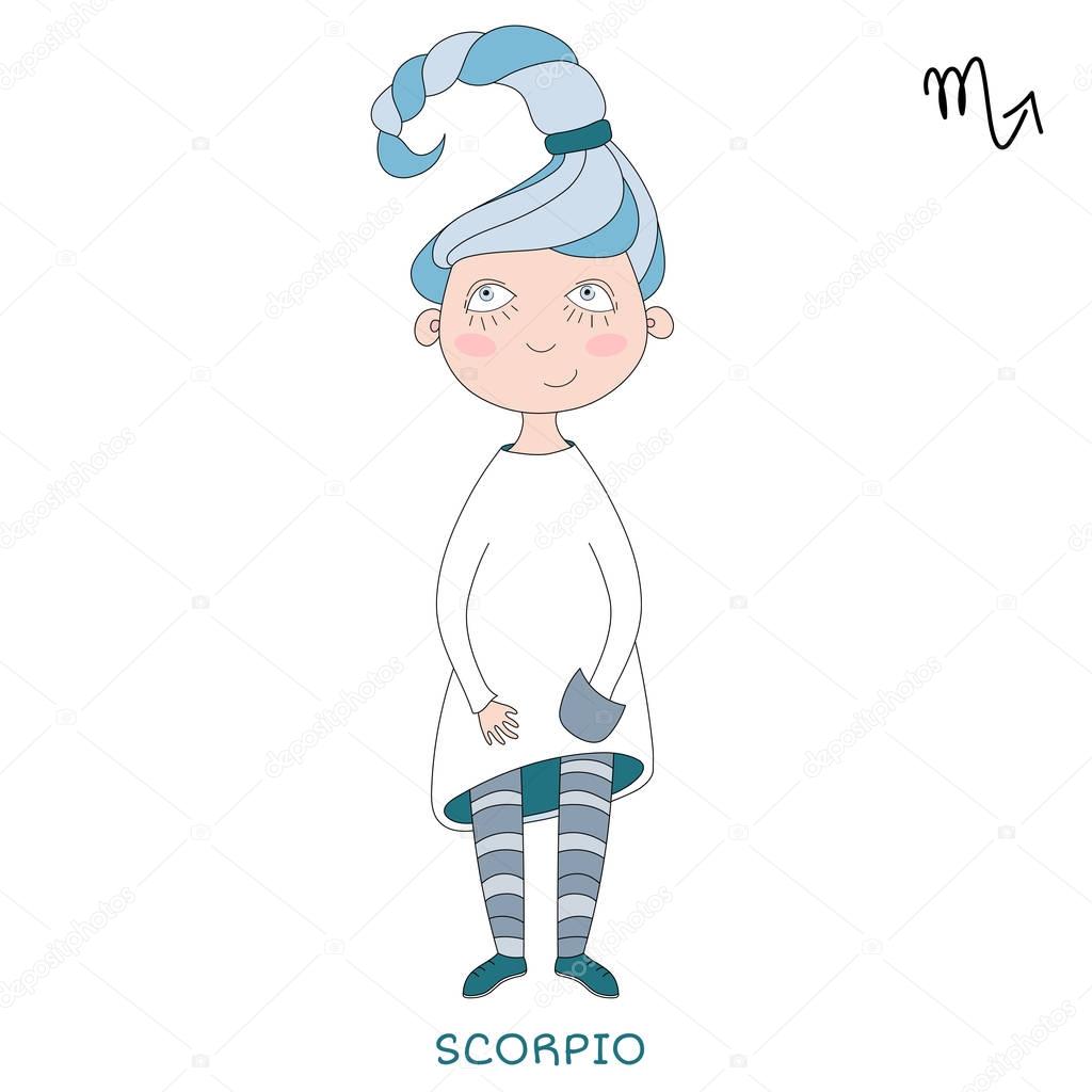 cute girl in the form of zodiac sign. Scorpio