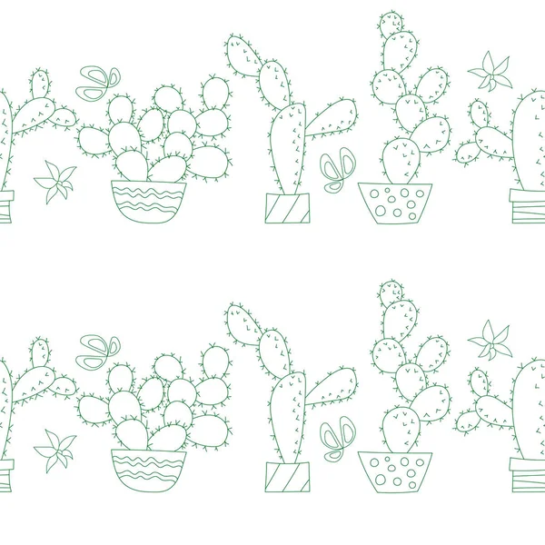 Modèle sans couture vectoriel avec cactus. Illustration vectorielle — Image vectorielle