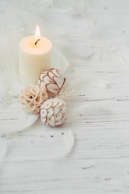 Beyaz palm mum spa için doğal dekorasyon ile