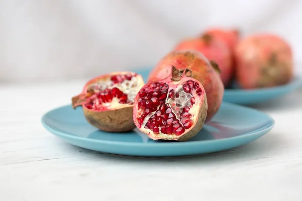 pomegranates on the kraft paper. Vegetarian food. Healthy food