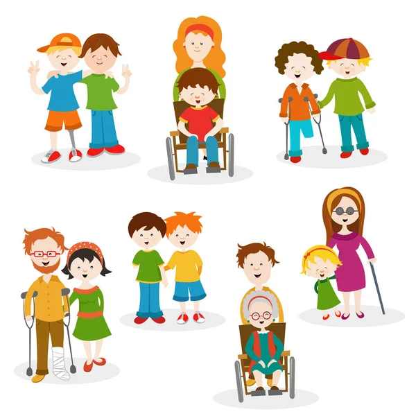 Vector Collection of Disabled People — Stock Vector