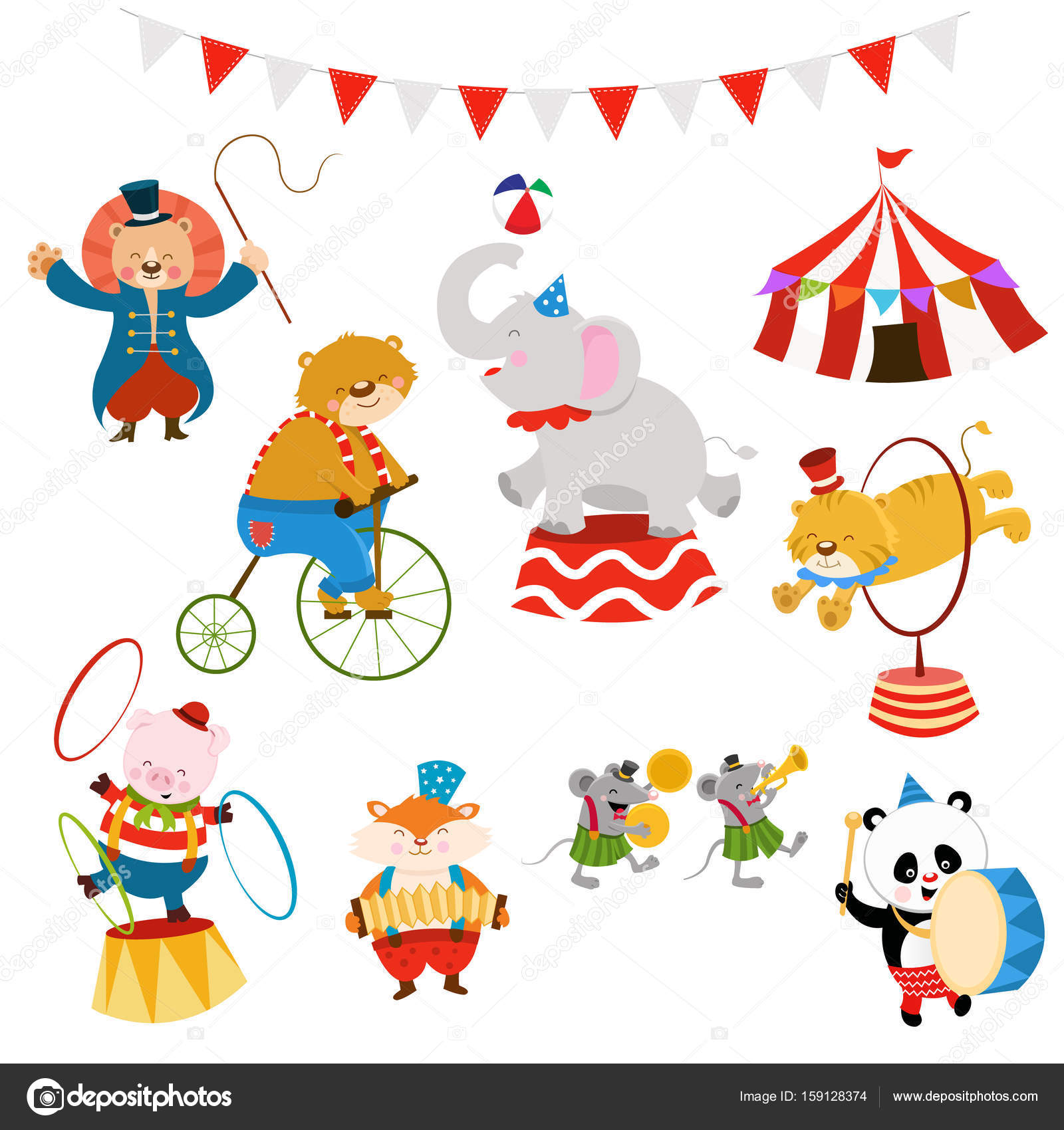 Cute Circus Animals Collection Vector Image By C Pinarince Vector Stock