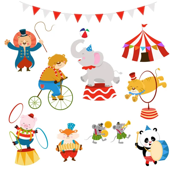 Collection d'animaux de cirque mignon — Image vectorielle