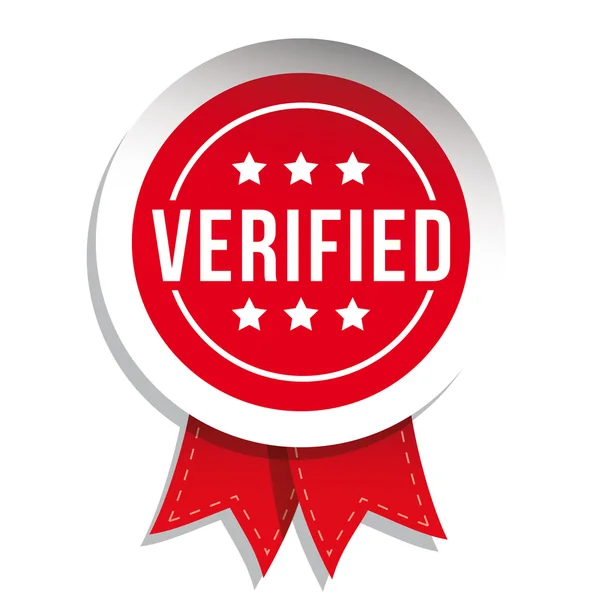 Verified badge vector with ribbon — Stock Vector