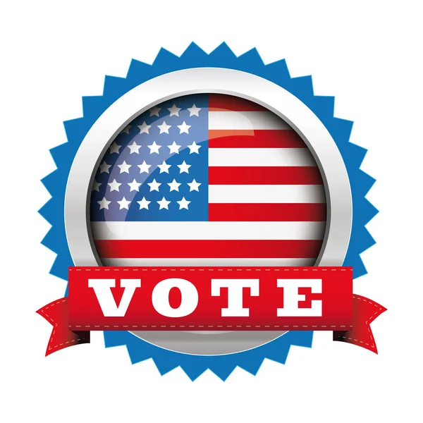 Vote - badge électoral avec bouton drapeau des États-Unis — Image vectorielle