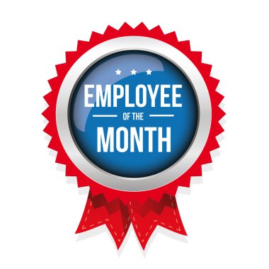 Employee of the month badge with ribbon clipart