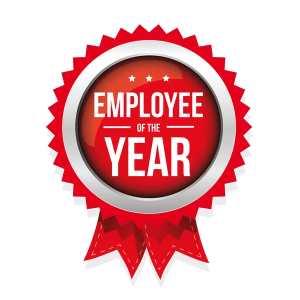 Employee of the year badge with ribbon — Stock Vector