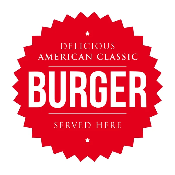 Burger vintage rótulo vetor vermelho —  Vetores de Stock