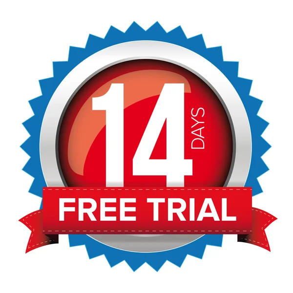 Fourteen days free trial badge — Stock Vector