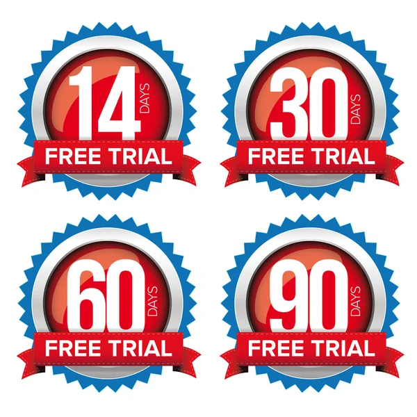 Free trial badges vector set — Stock Vector