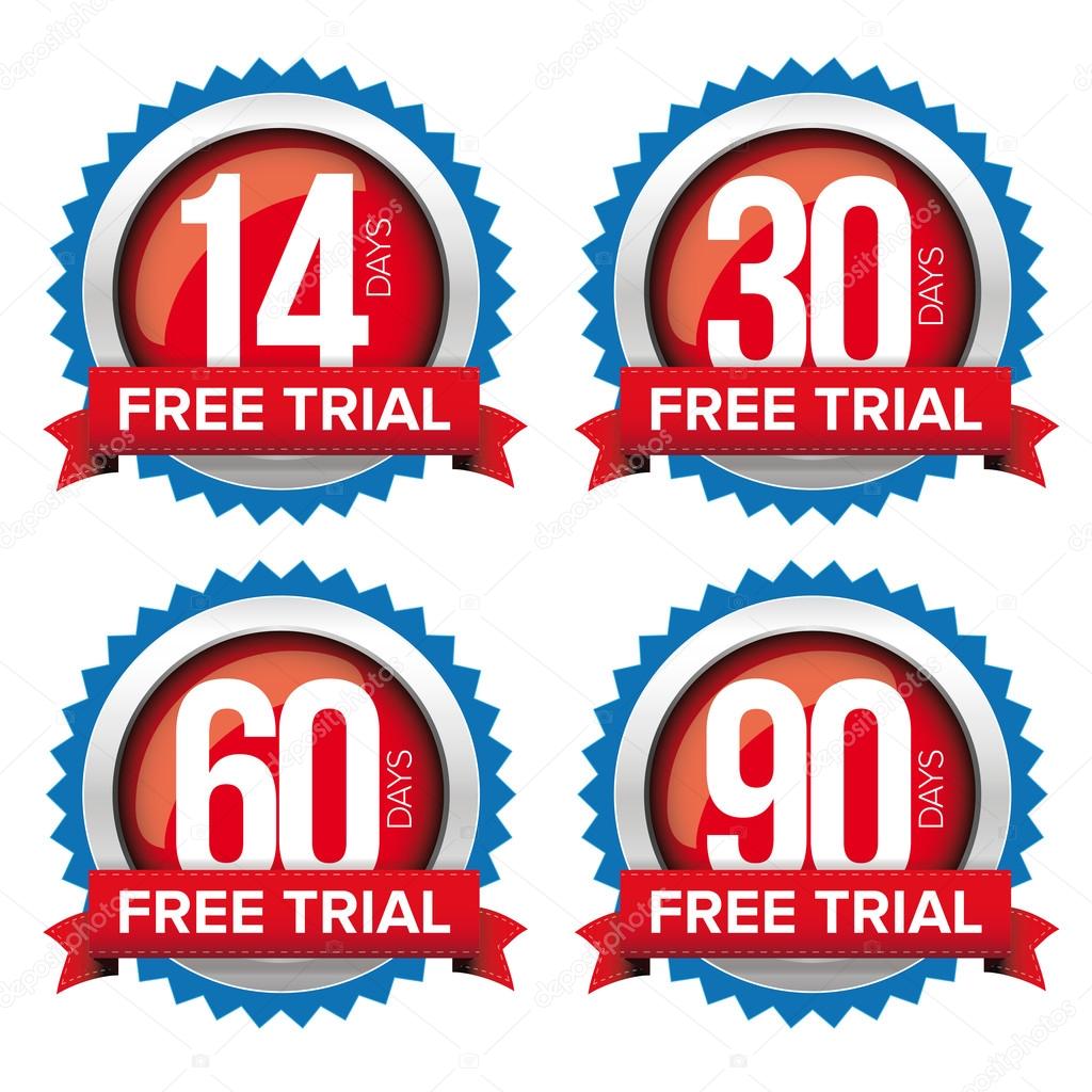 Free trial badges vector set