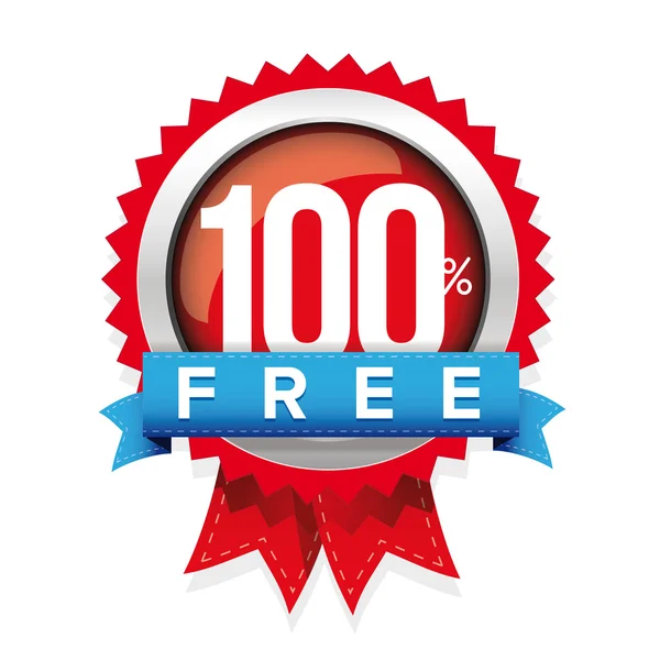 Badge 100 % gratuit avec ruban — Image vectorielle