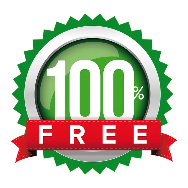 Badge 100 % gratuit avec ruban — Image vectorielle