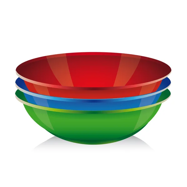 碗向量设置-红色、 蓝色、 绿色 — 图库矢量图片