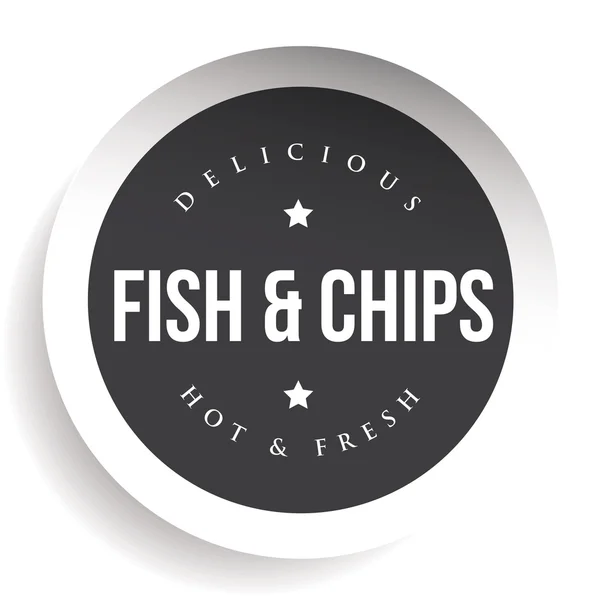 Fish and Chips vintage black stamp sticker — Stock Vector