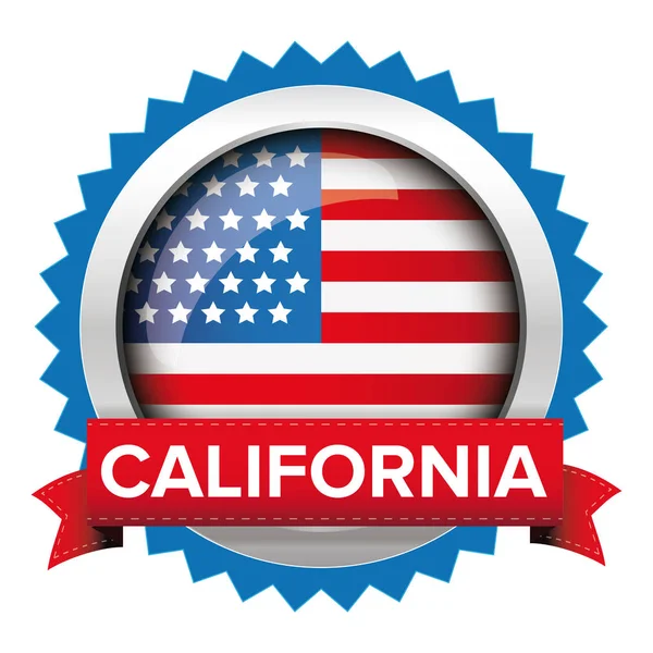 Vetor de emblema de bandeira da Califórnia e EUA — Vetor de Stock
