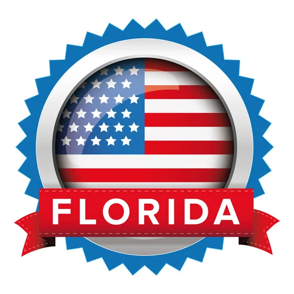 Florida e Stati Uniti bandiera vettore distintivo — Vettoriale Stock