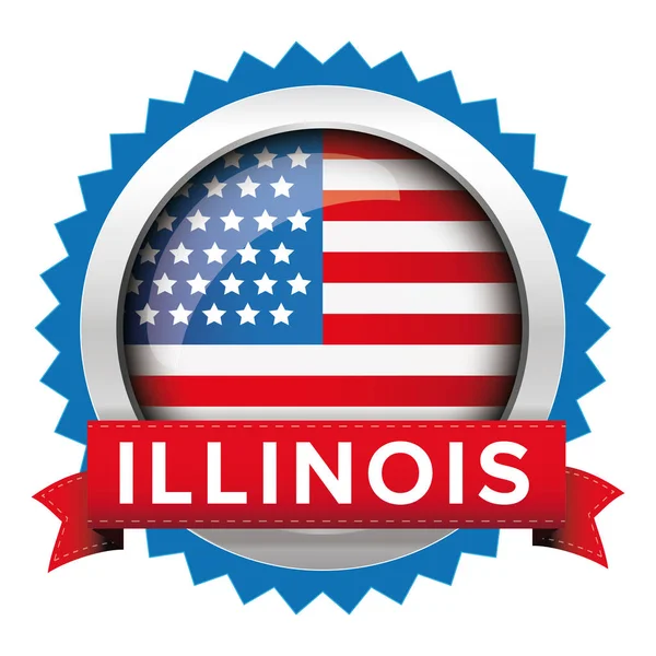 Illinois und usa flag badge vektor — Stockvektor