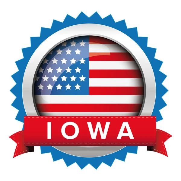 Iowa und usa flag badge vektor — Stockvektor