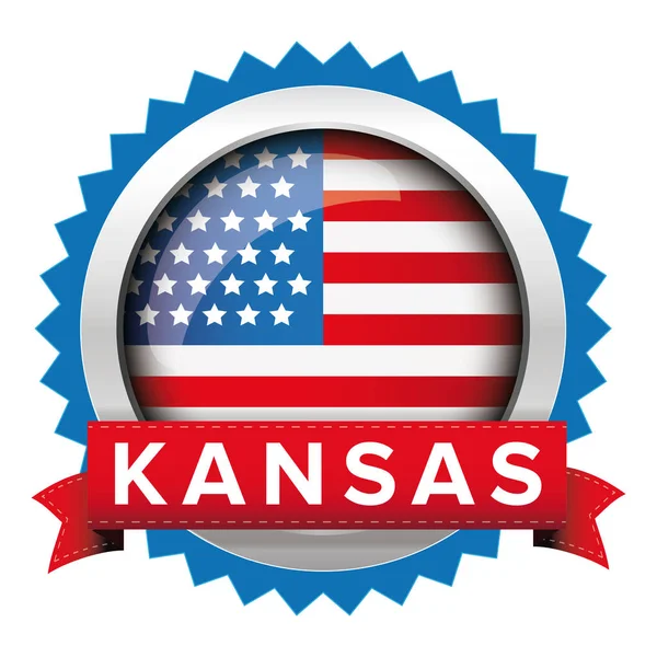 Kansas und usa flag badge vektor — Stockvektor