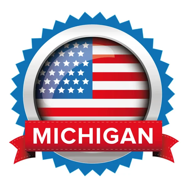 Vetor de emblema de bandeira Michigan e EUA —  Vetores de Stock