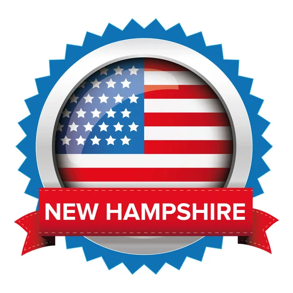 New Hampshire i Usa flaga odznaka wektor — Wektor stockowy