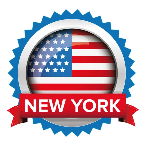 New York och Usa flagga badge vektor — Stock vektor