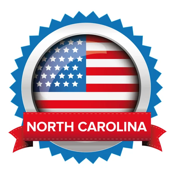 North Carolina en Usa vlag badge vector — Stockvector