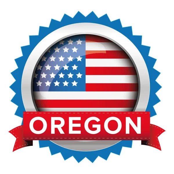 Oregon und usa flag badge vektor — Stockvektor