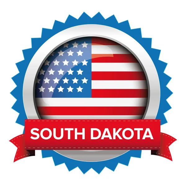 South Dakota und USA Flagge Abzeichen Vektor — Stockvektor