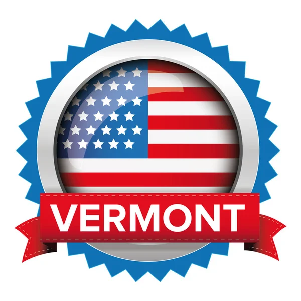 Vermont and USA flag badge vector — Stock Vector