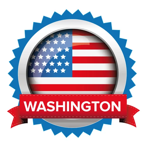 Washington och Usa flagga badge vektor — Stock vektor