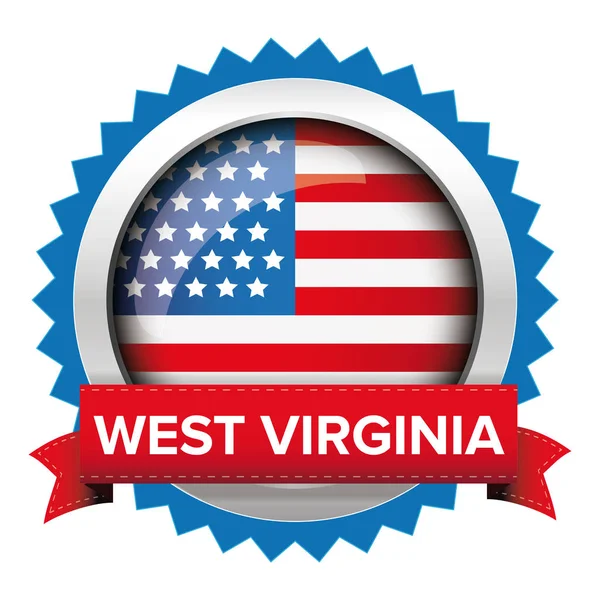 West virginia und usa flag badge vektor — Stockvektor