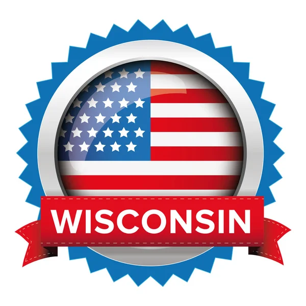 Прапор штату Вісконсін, США бейдж вектор — стоковий вектор