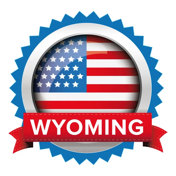 Wyoming und USA Flagge Abzeichen Vektor — Stockvektor