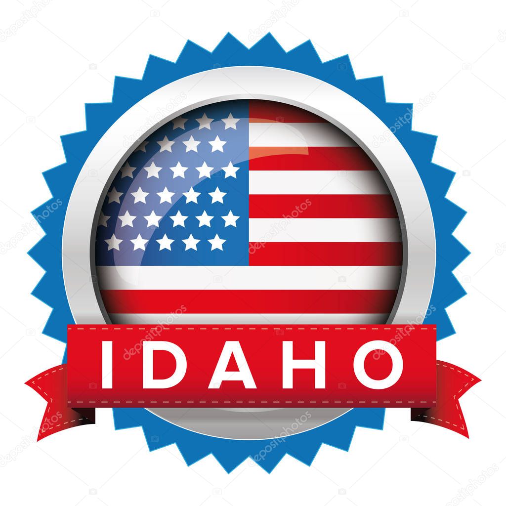 Idaho and USA flag badge vector