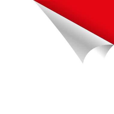 kırmızı arka plan ile köşesi kıvrılmış beyaz kağıt