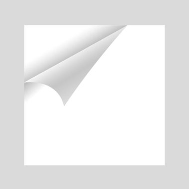 Beyaz arkaplanı olan kıvrımlı beyaz kağıt köşesi