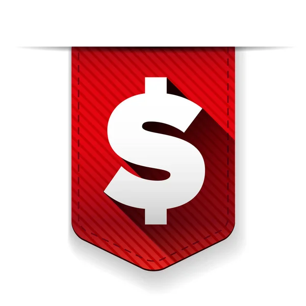 Dollar Sign Red Vector Icon ribbon — Stock Vector