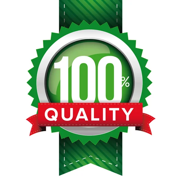 100 パーセント品質の緑リボン — ストックベクタ