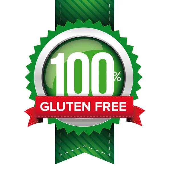 Hundred percent gluten free green ribbon — Stock Vector