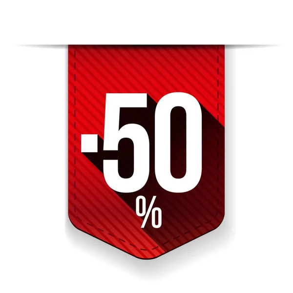 Продаємо п'ятдесят відсотків банерної червоної стрічки — стоковий вектор