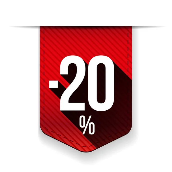 Eladó húsz százalék kedvezményt banner piros ribon — Stock Vector