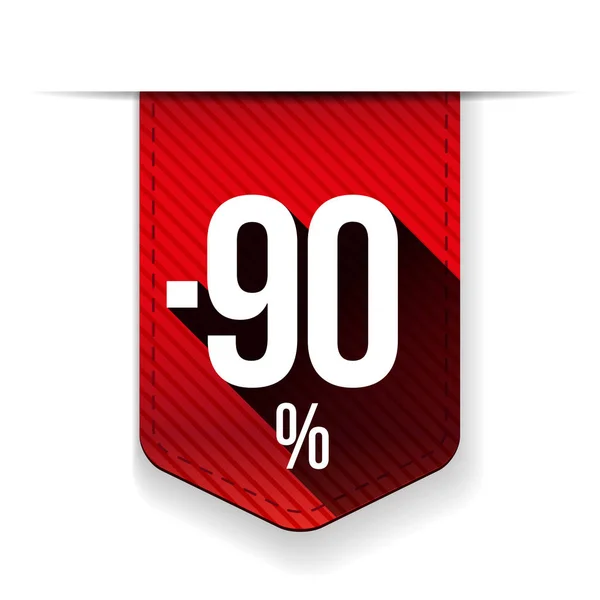 Продаж дев'яносто відсотків від банерної червоної стрічки — стоковий вектор